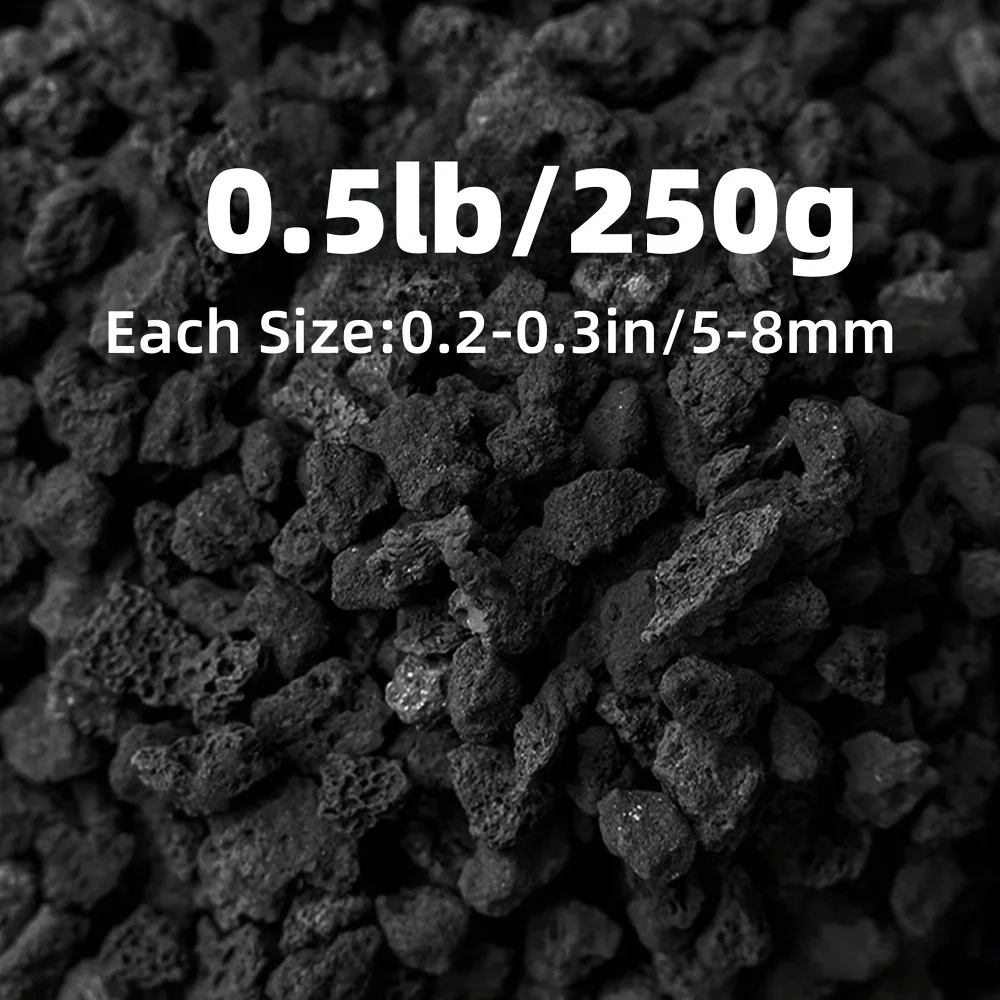 Natural Selected Black Volcanic Lava Stone, 100G/250G/500G, Can Be Used for Aquarium Bottom Sand, Fish Tank Landscaping, Gardeni