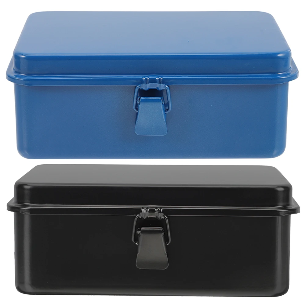 

2pcs Tool Box 190 Mini Blue Black Car Tools Container Iron Metal Case Storage Mechanic Toolbox Auto Repair Garage Utility Box
