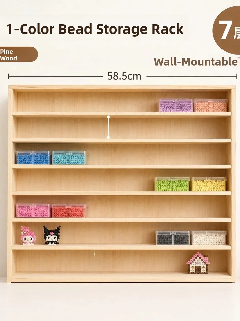 Large Capacity  Pine Bean Storage Rack Wall Mounted 7 Layers Wood Shelf Bean Storage Organizer Simple Style Rectangular ...