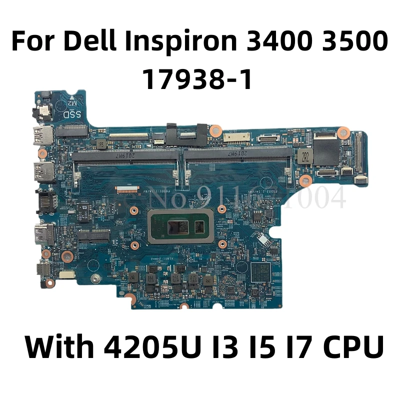 17938-1 FW8G6 CN-0K3FRD CN-0X7J0V CN-0XWHC2 CN-07KGFX For Dell Inspiron 3400 3500 laptop motherboard with I3/I5/I7 CPU Mainboard