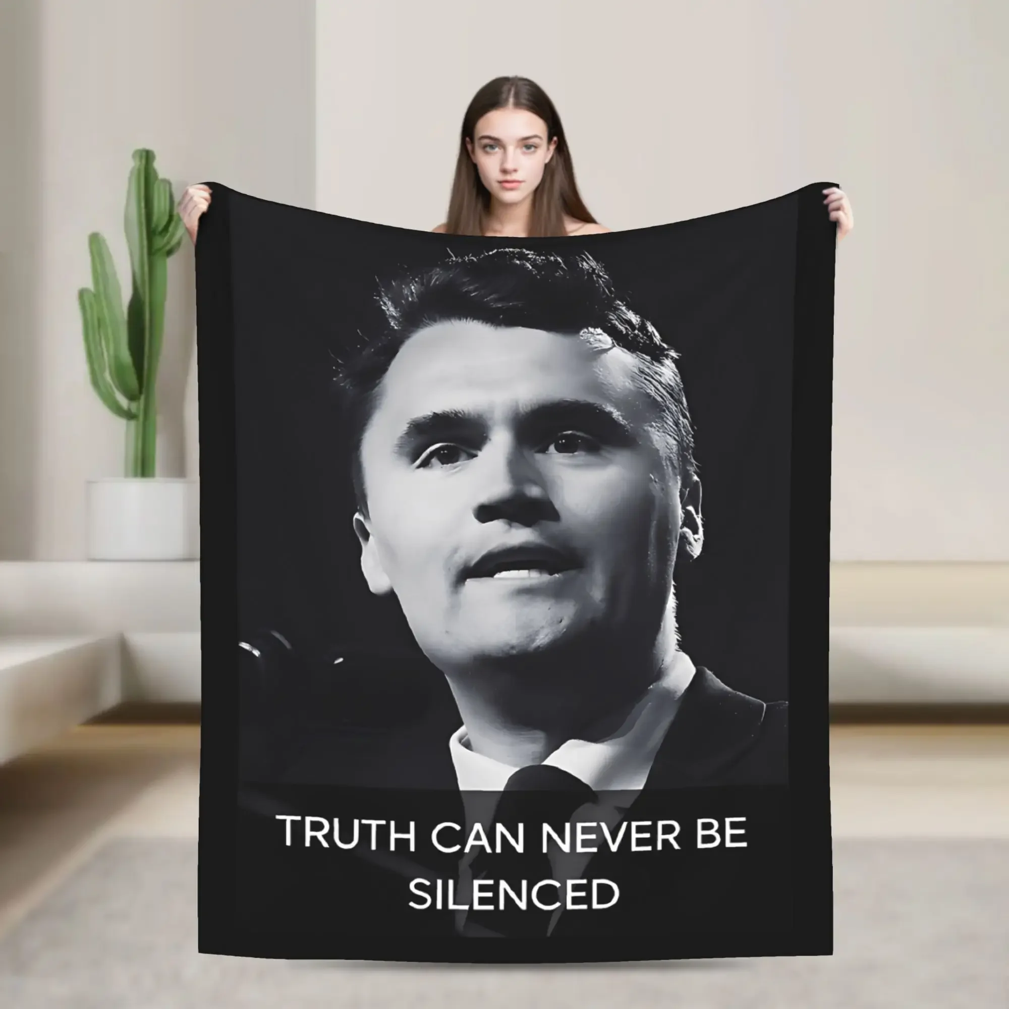 

Charlie Kirk Flannel Throw Blanket Soft Durable Couch Chair Bedspread for Boys Girls Perfect Sofa Bed Cover