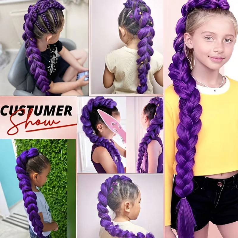 วิกผมสีม่วงสำหรับคอสเพลย์รูมิจากวงเคป๊อปฮันเตอร์ส สำหรับเด็กผู้หญิง วิกผมทรงผมอนิเมะรูมิ ความยาว 26 นิ้ว พร้อมกิ๊บติดผม