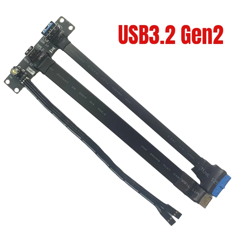 10Gbps USB3.2 Gen2 Type-E 20Pin Header to Type-C Female Panel Mount Cable Full Function Internal Motherboard Front Panel Flat