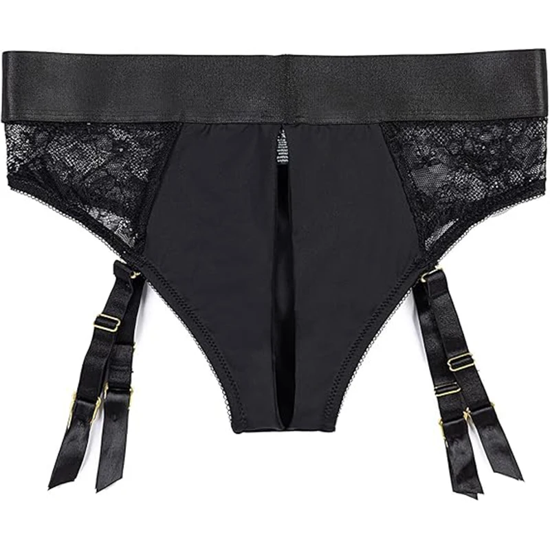Lezbiyen Crotchless Ayarlanabilir Jartiyer Kemer Koşum Külot Erkekler Kadınlar Çiftler için Külot Üzerinde Askı Straplez İç Giyim