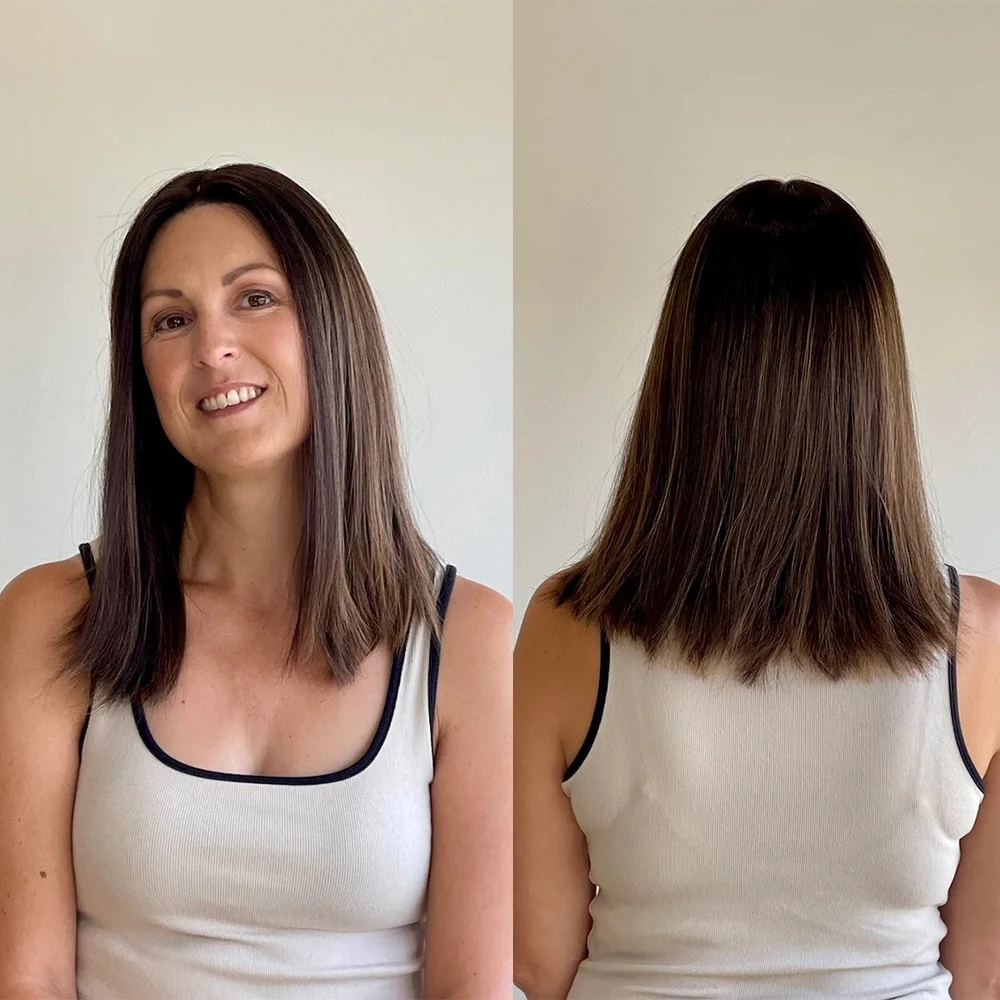 Dark Brown with Highlights Lace Front Wig HD Transparent Lace Pre Plucked Hairline Natural Looking Synthetic Wig for Women