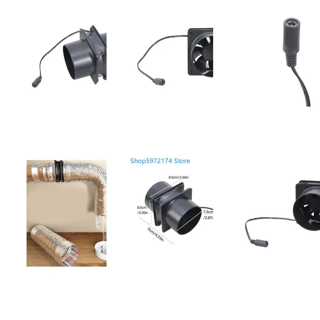 Y3NB 8cm In Line Air Blower 12V Ventilation Blower In Line Marine Bilge Strong Engine Ventilation Fan Bilge Air Blower Fan