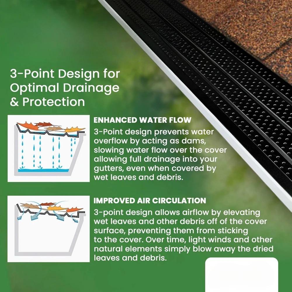 프리미엄 50 년 거터 커버 시스템, 열 해동 블랙, 5 인치 알루미늄 거터 가드, 510 피트