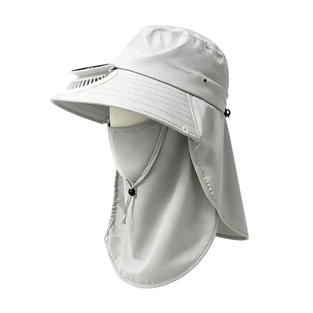 Beach Sun Protection Fan Cap Solar Fan Hat Fisherman Hat with Face Guard Shawl Solar-powered Built-in Fan Cap Upf for Outdoor
