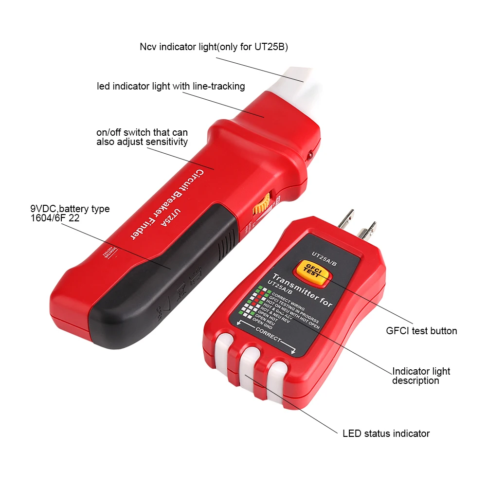 Uni T Professional Circuit Breaker Finder Sensitivity Adjustable Socket Tester Diagnostic Tool