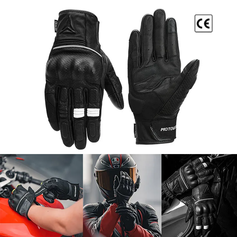 

Breathable Leather Motorcycle Gloves Leather CE Approved Motorcyclist Gloves 오토바이 장갑 Winter&Summer Motocross Protective