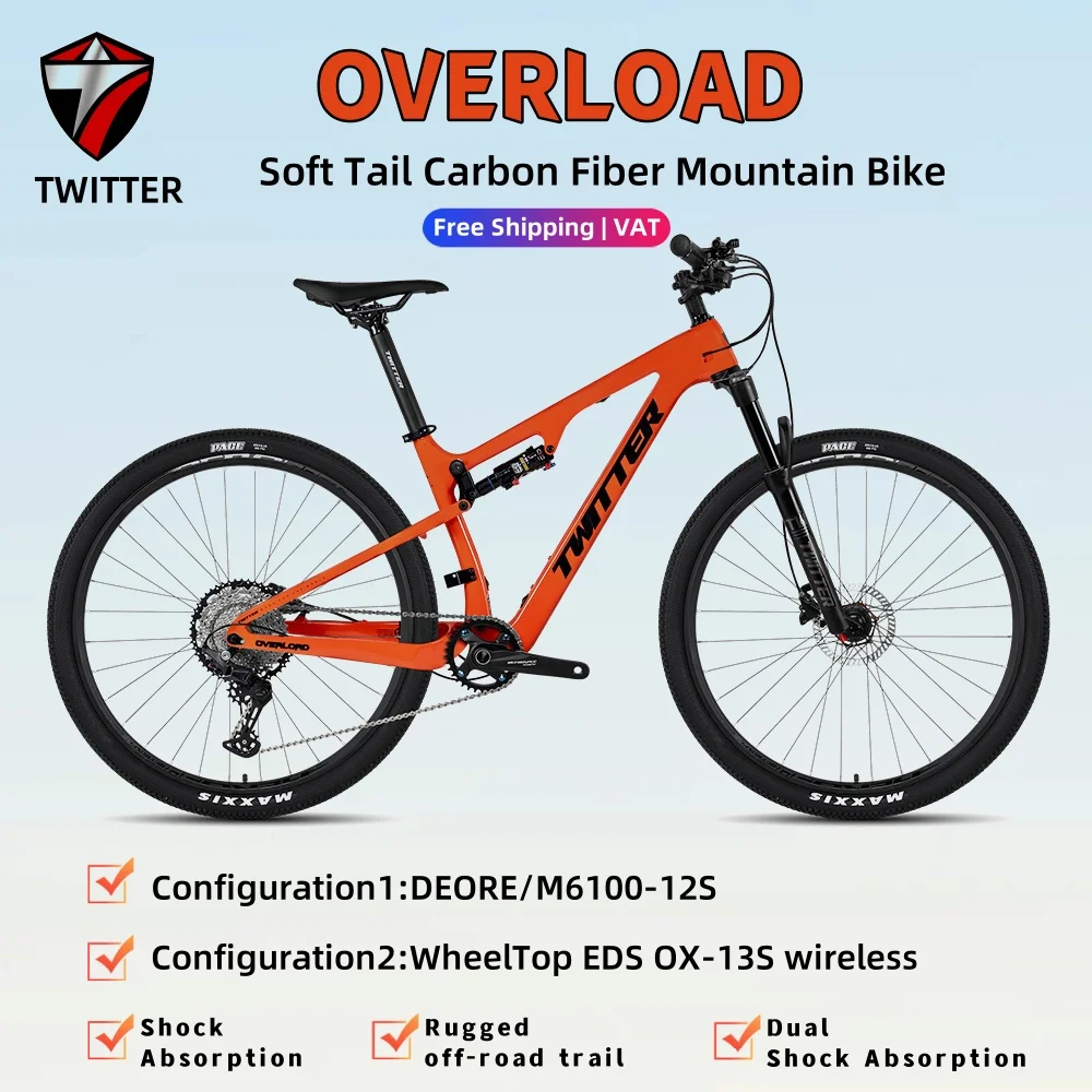 TWITTER OVERLORD Mountain Bike with Dual Shock Absorbers 29