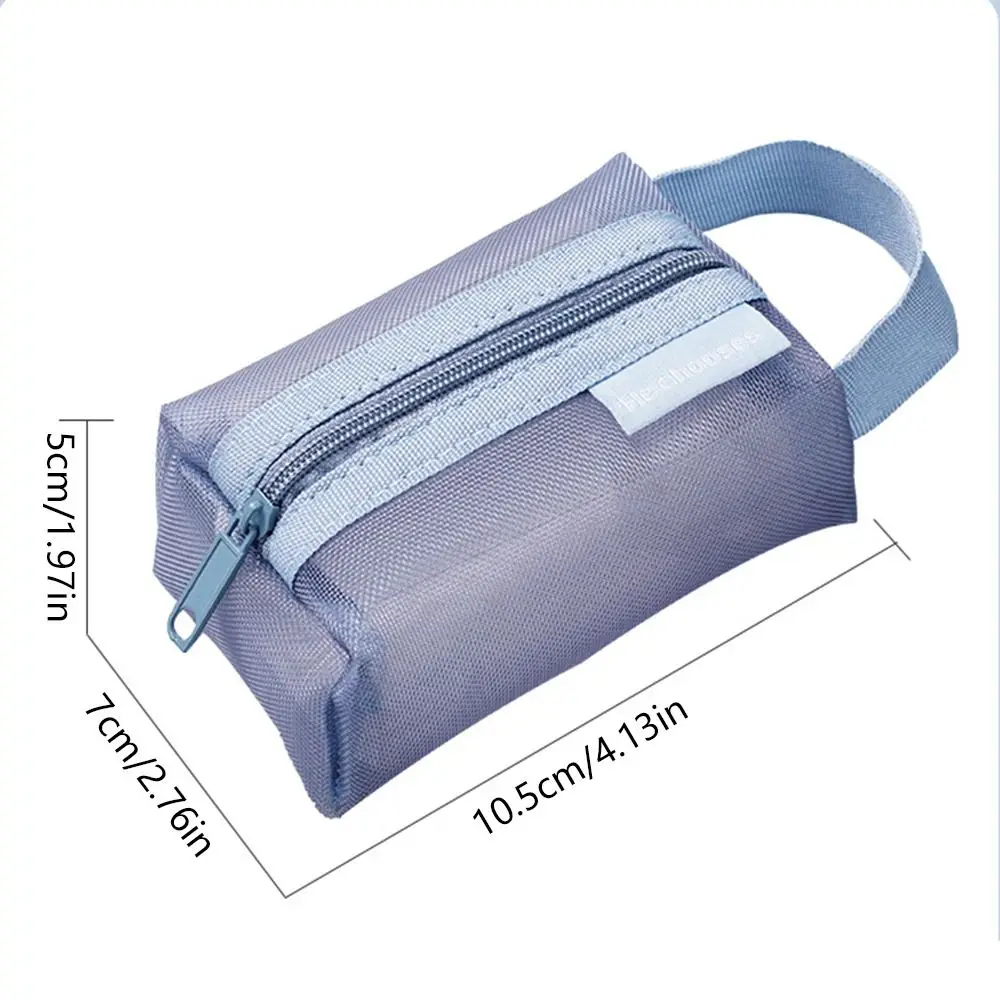 Mesh Cosmetic Bag with Handle Transparent Make Up Handbag Travel Toiletry Storage Bag Simple Portable Wash Pouch