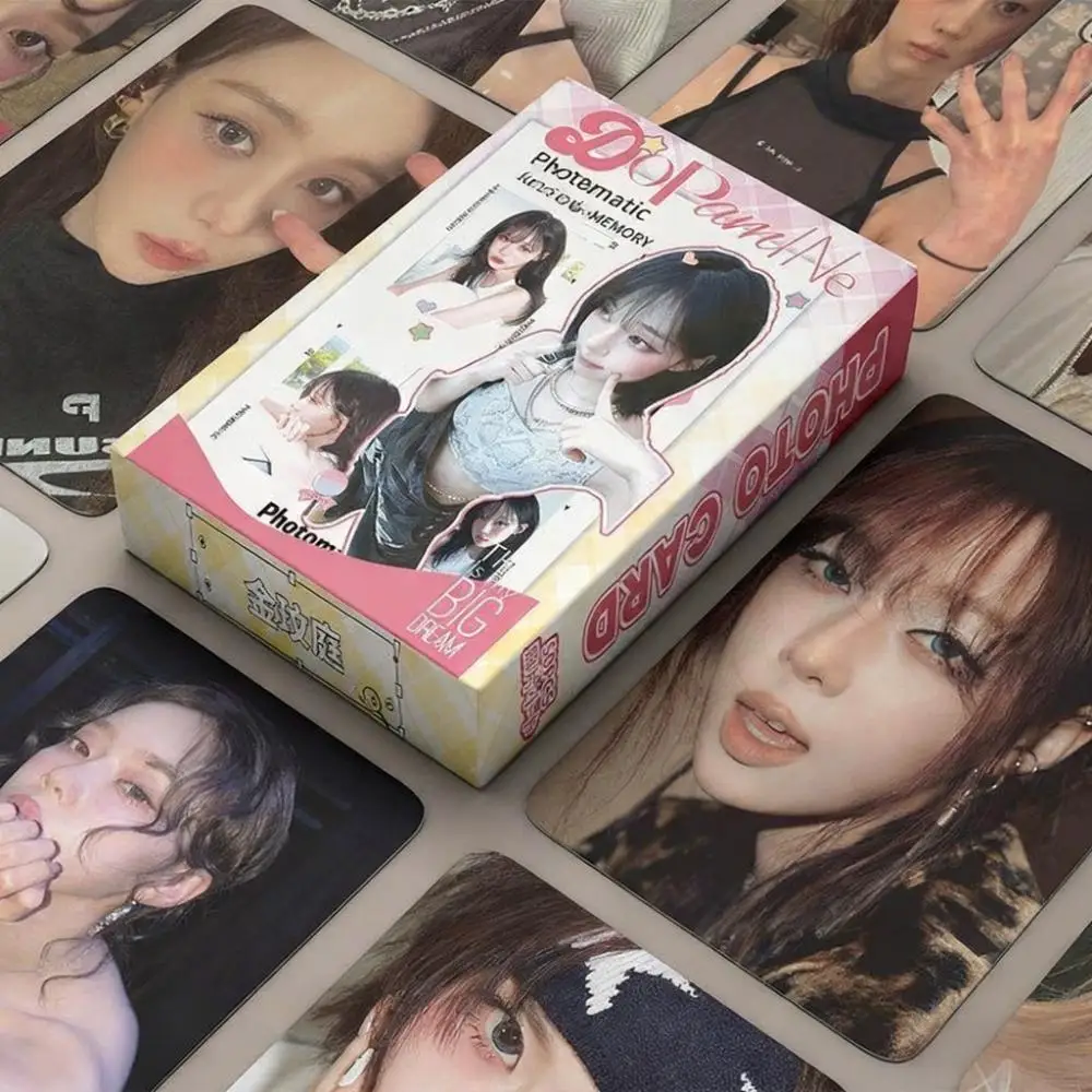 50 unids/set Kim Minjeong tarjeta láser Lomo estrella coreana Mini postal de invierno HD sesión fotográfica tarjetas de colección de Fans