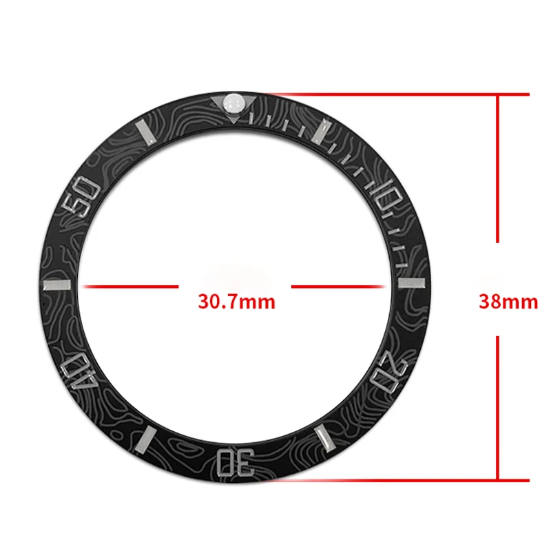 38mm Curved Ceramics Bezel Insert Fits SKX007 SRPD SKX009 GMT Watch Case NH35 NH36 Movement Bezel Insert Ring Men Watch Parts