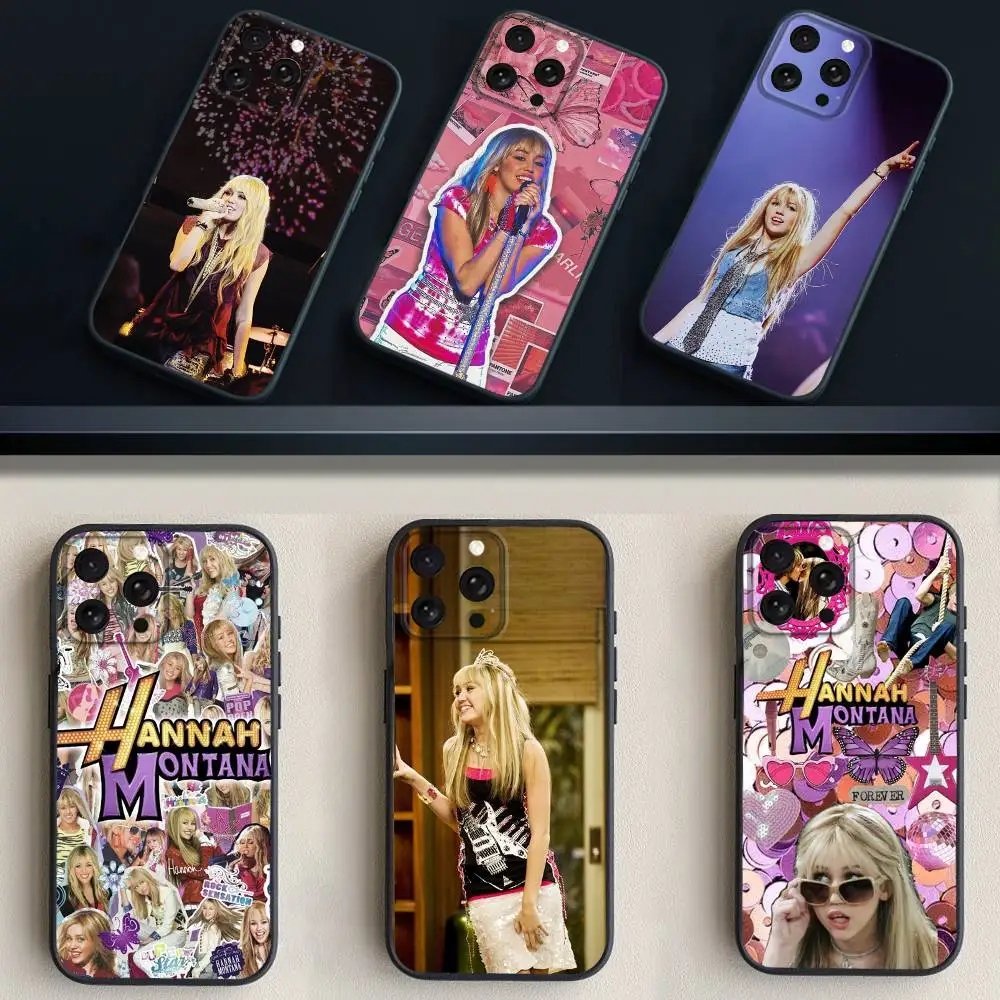 

H-Hannah M-Montana-ES Phone Case For iPhone 16,15,14,13,12,11 Plus,Pro Max,XS,X,XR,SE,Mini,8,7,Soft Silicone Black Cover