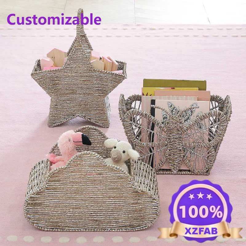 Factory Direct 2026 Wholesale, hand-woven baskets, butterfly-shaped storagebaskets, children's room sundries storagbaskets