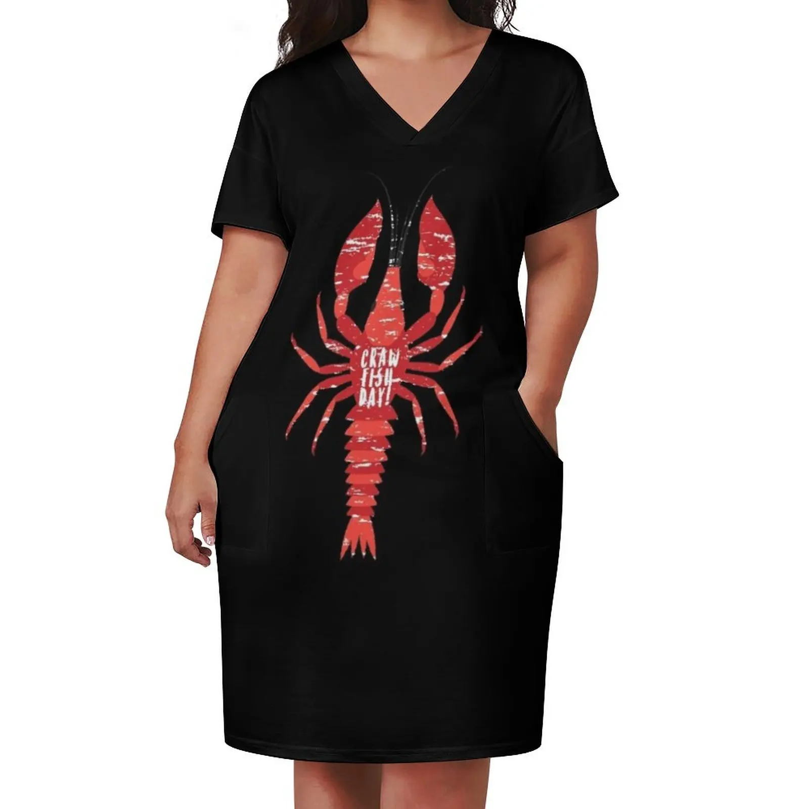 Crawfish Day Cajun Boil Mudbug Festival Loose Pocket Dress women party dresses clothing women summer 2024