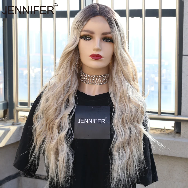 Synthetic Lace Wigs For  Women  26inch Long Wavy Middle Parting  Hair 3 Color optional   High Temperature Fiber Cosplay/Daily