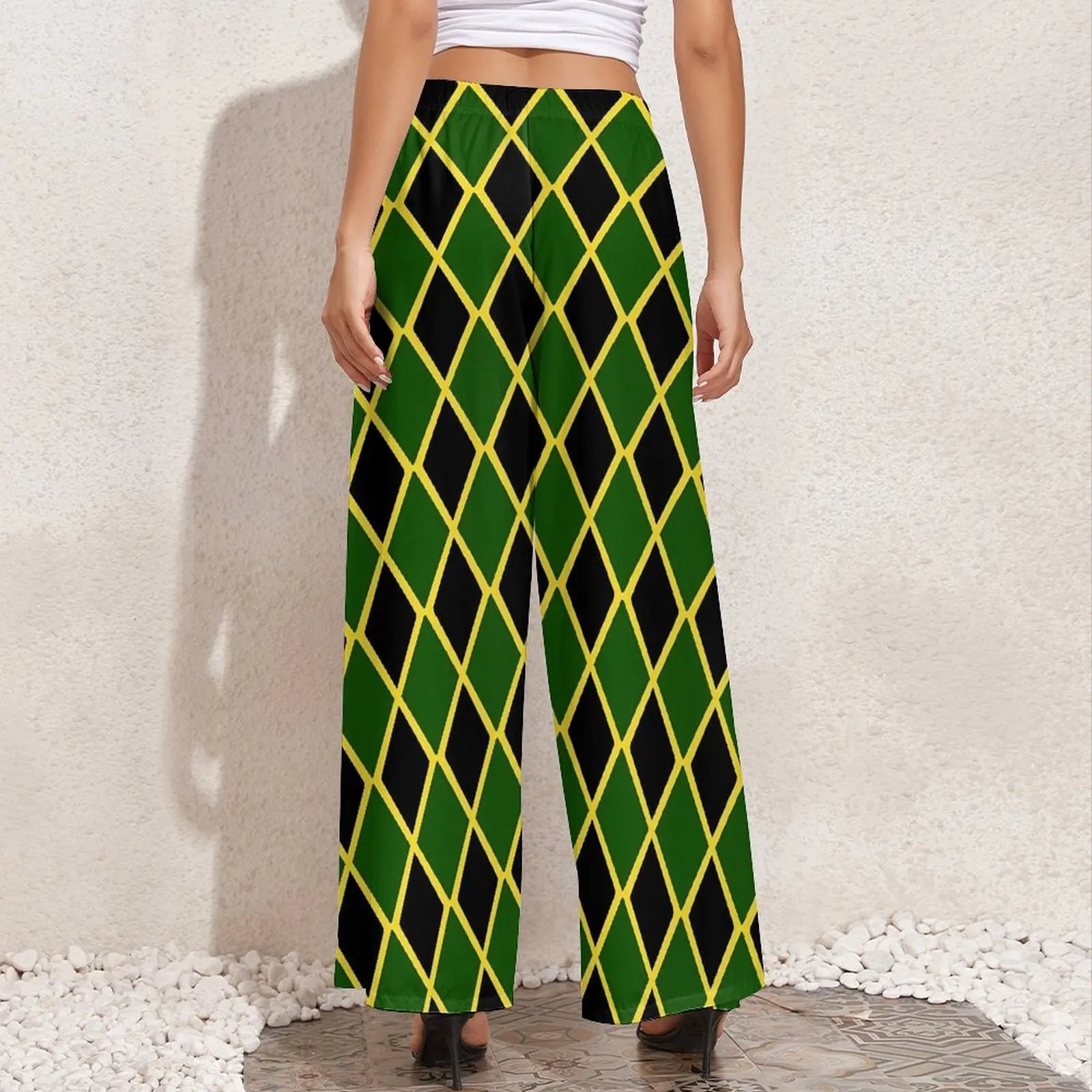 Jamaican Flag Straight Pants Green And Yellow Office Wide Pants Female Big Size Streetwear Custom Trousers