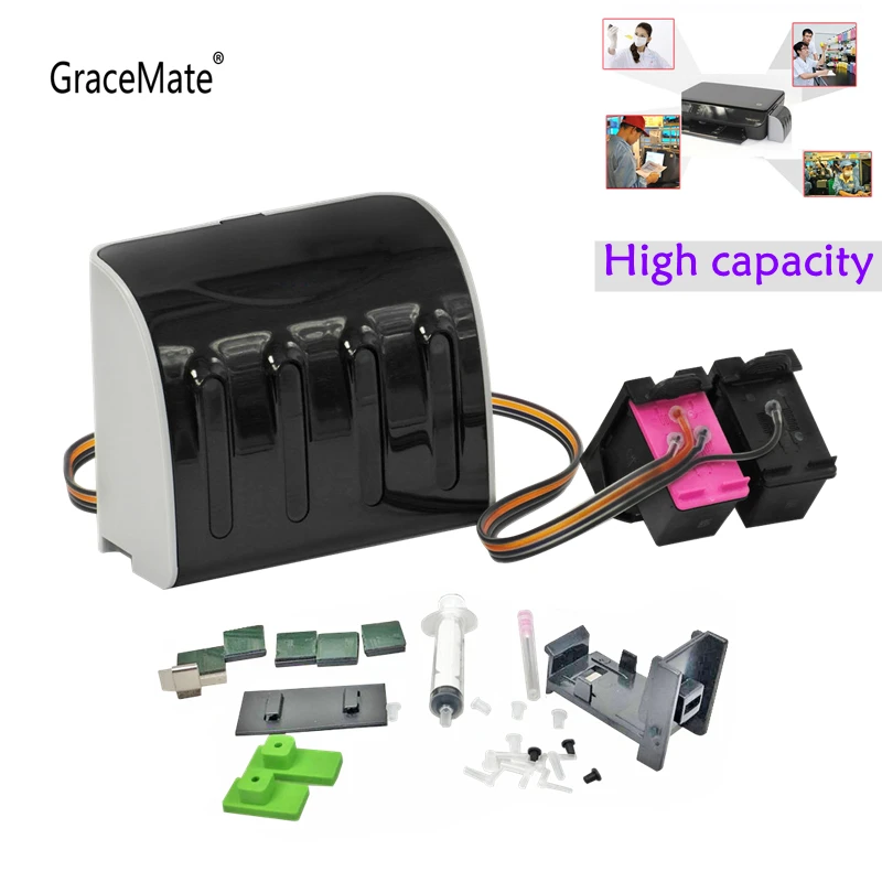 GraceMate 65XL Continuous CISS Replacement for HP 65 hp65 Ink Cartridge for HP Envy 5010 5020 5030 5032 5034 5052 5055 2622 2655