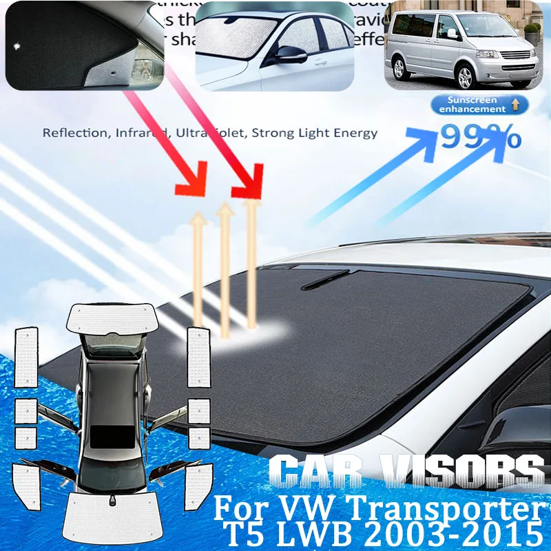 

Для Volkswagen Transporter T5 (LWB) 2003-2015: Комплект кузовных деталей, солнцезащитные козырьки на передние окна, защита от УФ-лучей, аксессуары для автомобиля