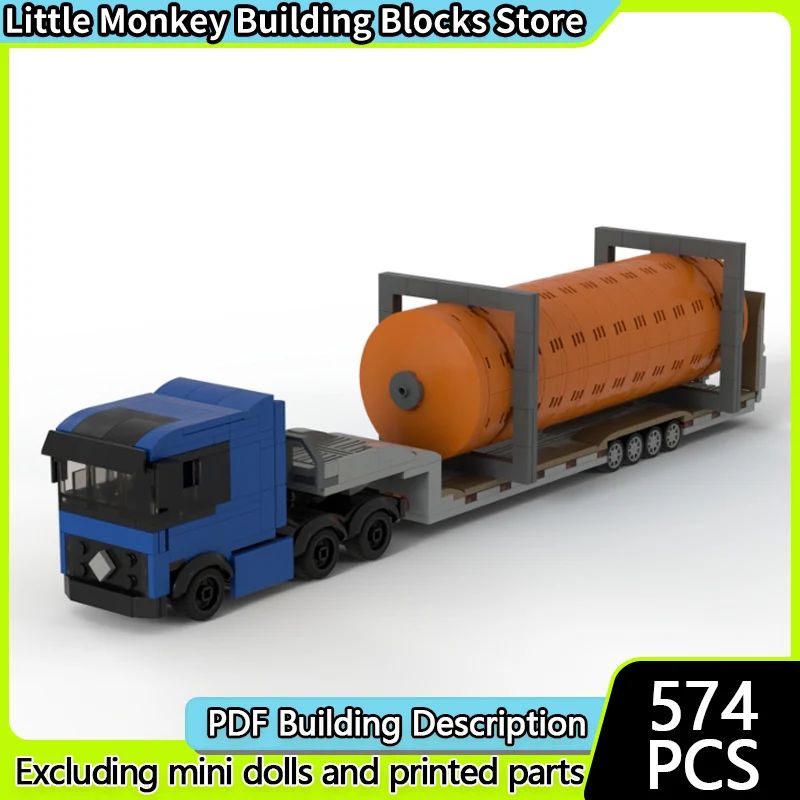 

Конструктор City Car Model MOC: Грузовик с прицепом для тяжелых грузов, модульная технология, подарок для детей на праздник, игрушка для сборки