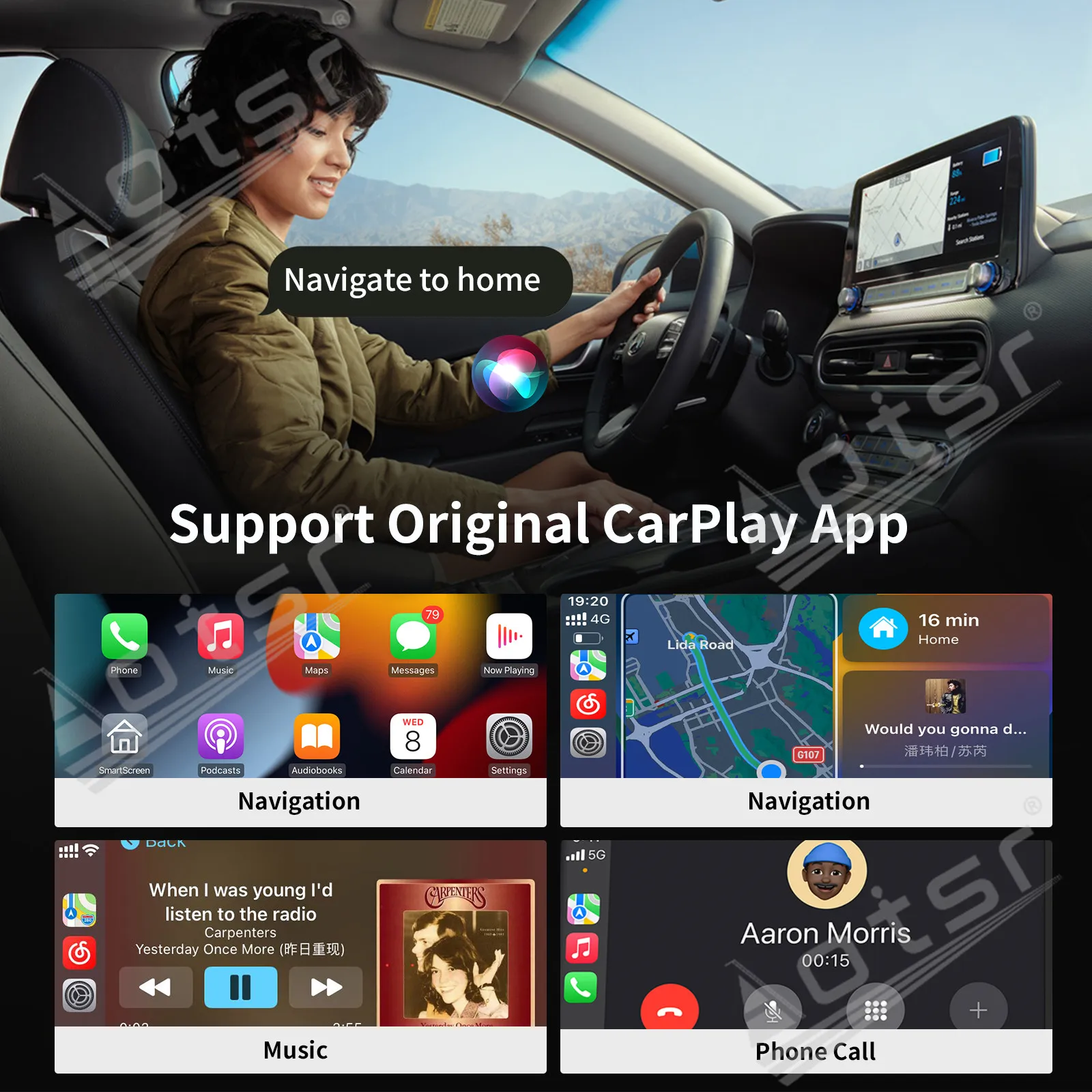 USB-конвертер, проводное в беспроводное преобразование, беспроводной CARPLAY с вращающимся и 7-цветным окружающим освещением для всех автомобилей