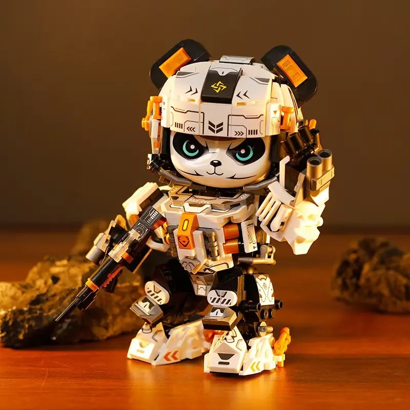 2025 New Wave Panda Mecha Modello animale Building Blocks Giocattolo Display Ragazzo Ragazza Regalo Giocattolo di assemblaggio per bambini
