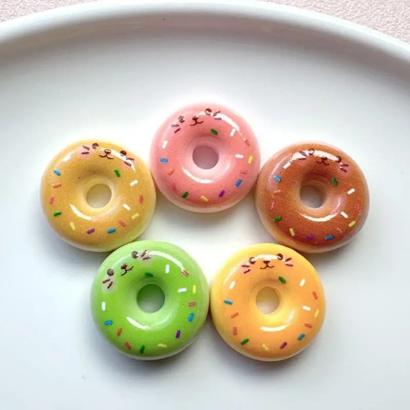 10Pcs Simulation Baguette Bread Donut Resin Charms Mini Food Ornament DIY Craft Supplies For Phone Case Hair Clip Decoration