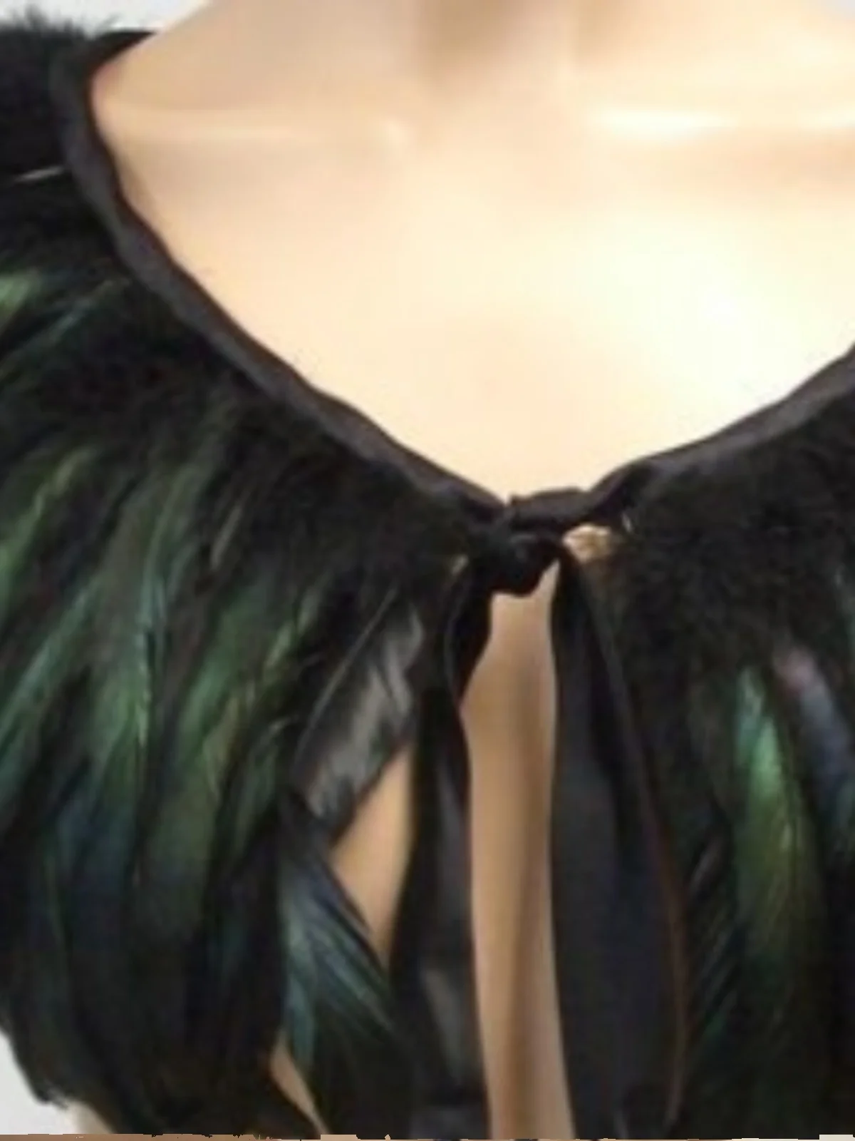 

Faionable ort Feather awl Netie Sle Bla Dominance Walk on the walk Thin Single Layer Women's Ethnic Costume