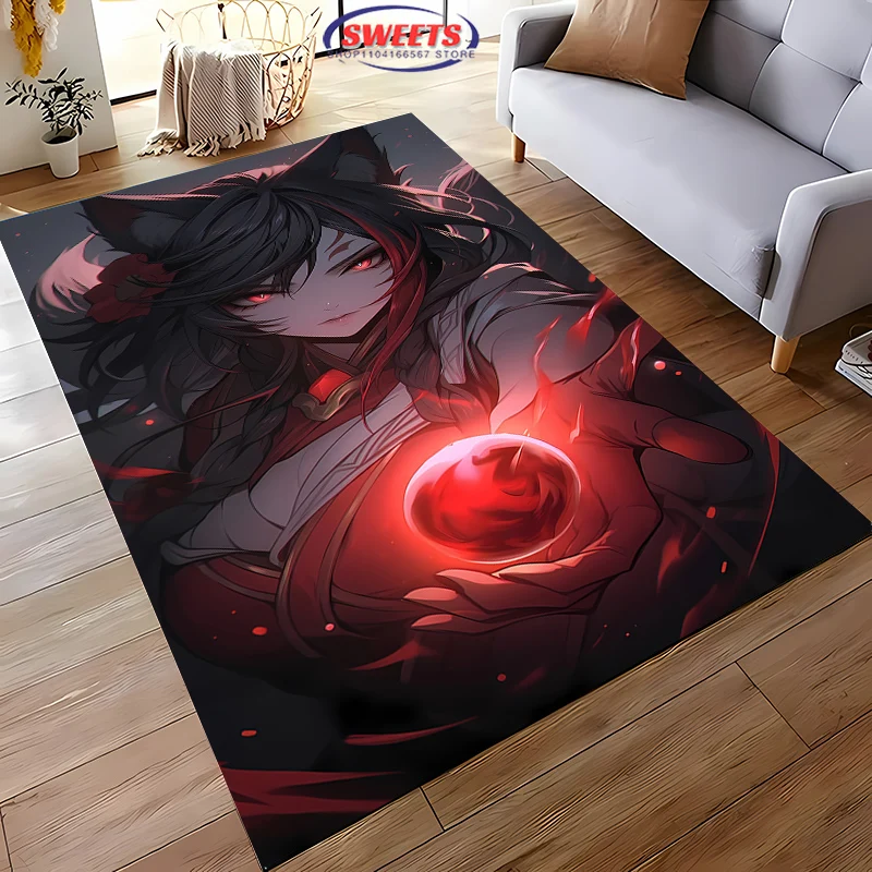 New Arrival! 3D Printing Classic Game LOL Ahri Carpet, Rug for Living Room Bedroom Sofa Kitchen Doormat Decor,Non-slip Floor Mat