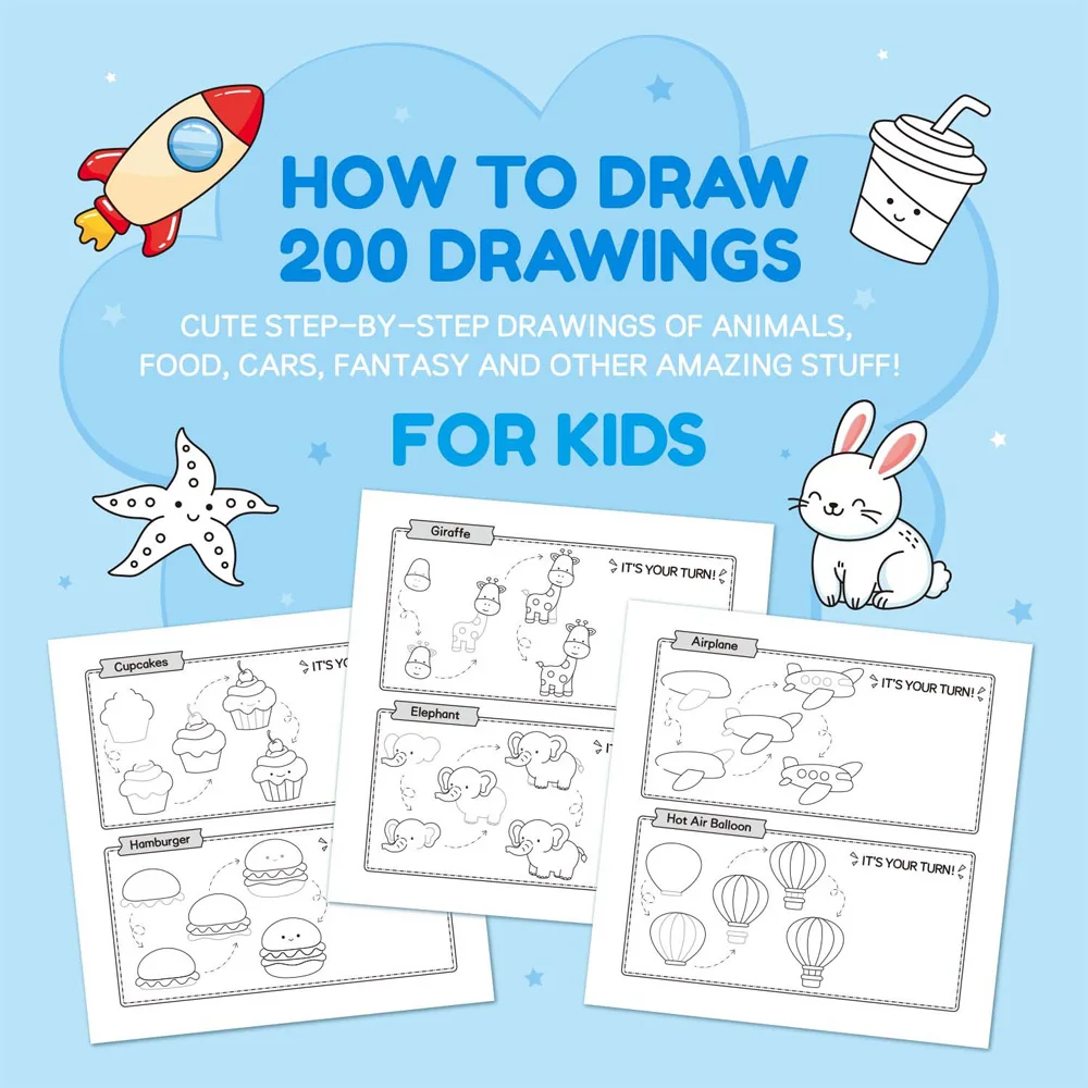 How to Draw Anything for Painting Enthusiast, 300/200 Cute Step-by-Step Simple Drawings of Adorable Things, Animals, Food, Gifts