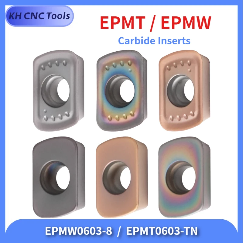 

KH CNC EPMW0603-8 EPMT0603-TN Carbide High Feed Milling Insert for Stainless Steel Cast Iron for ASR06 milling cutter head/bar