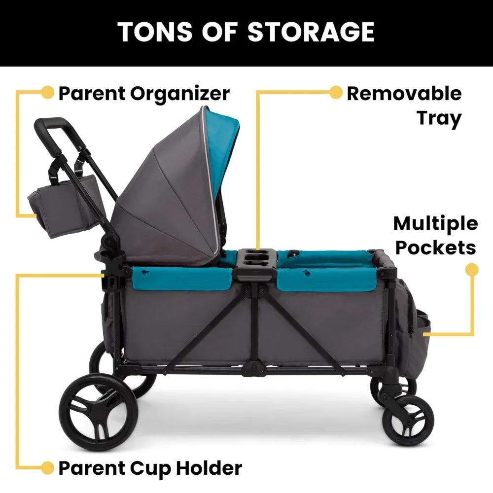 Includes canopy, parent organizer, adjustable handlebars, snack tray and cup holder, gray/blue moon