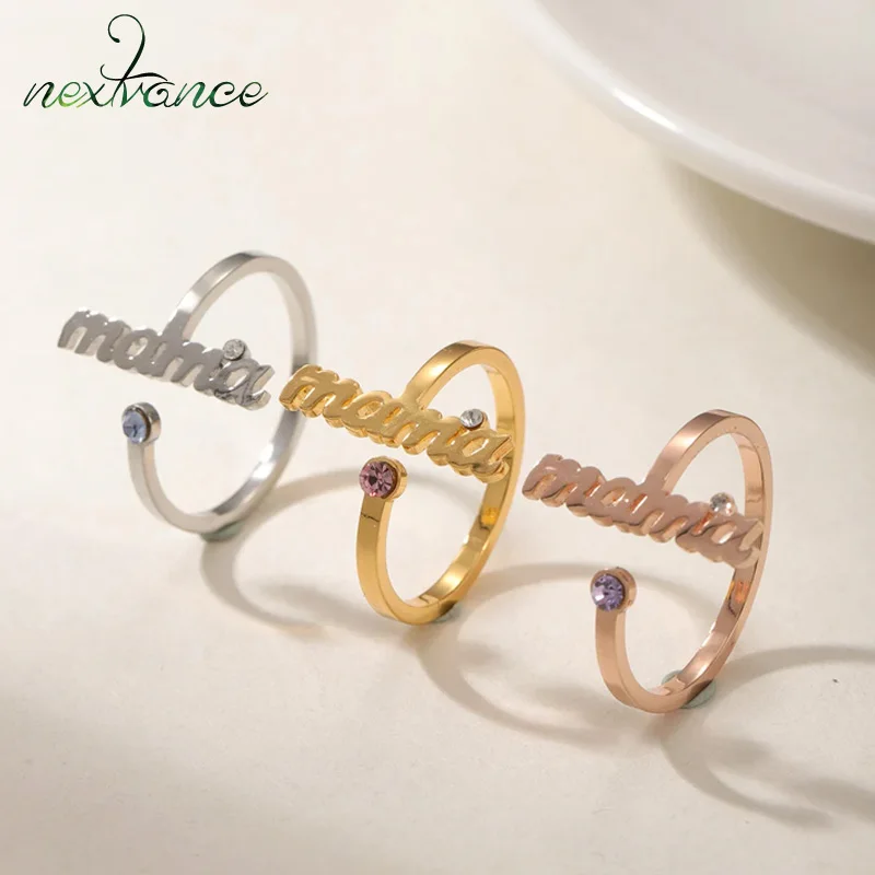 

Nextvance кольцо с именем на заказ и камнем для женщин и мужчин, персонализированное регулируемое кольцо из нержавеющей стали, аксессуары, ювелирные изделия, подарки
