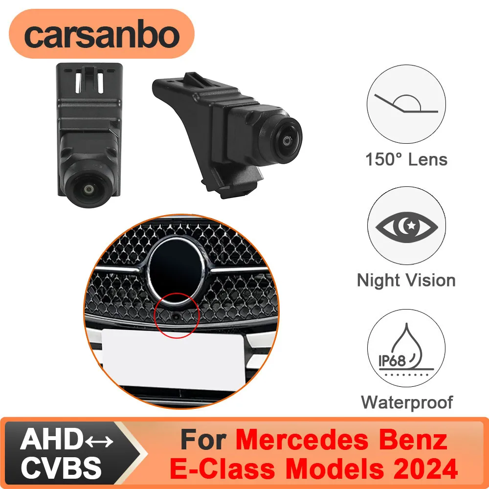 Carsanbo Fit for Mercedes Benz E-Class Models 2024 Front View Camera for Car CCD AHD 150° Night Vision Fisheye Lens Waterproof