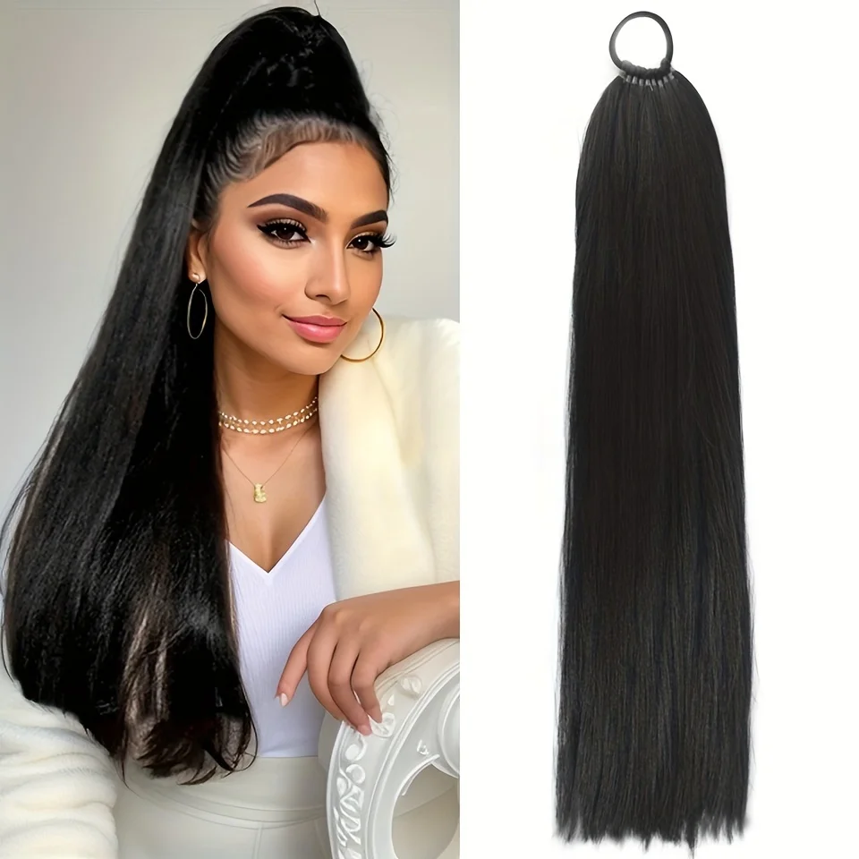 

Ponytail Extension Warp Around Pony Tail With Hair Tie Synthetic Straight Braiding Hair Ponytail DIY Braided For Women Daily Par