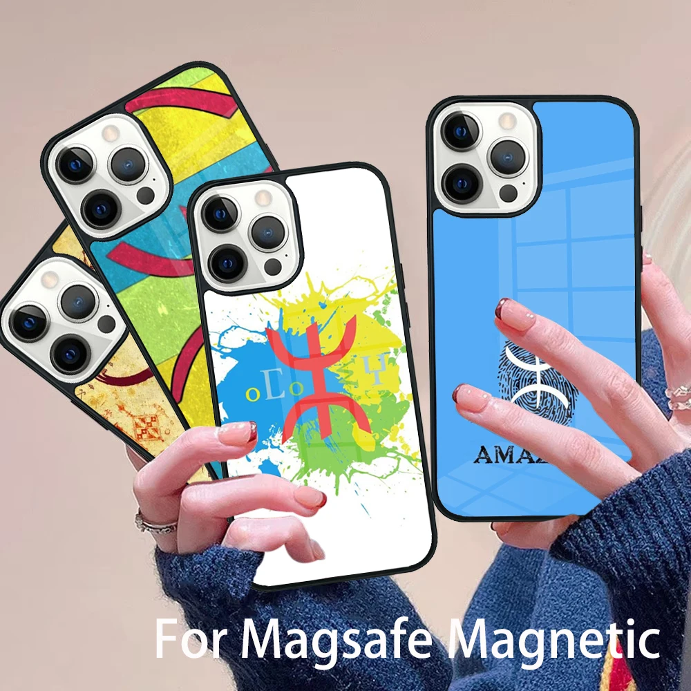 

Amazigh Berber Flag Phone Case Magesafe Magnetic Wireless Charge Cover For IPhone 16 11 12 13 14 15 Pro Max Plus Mini
