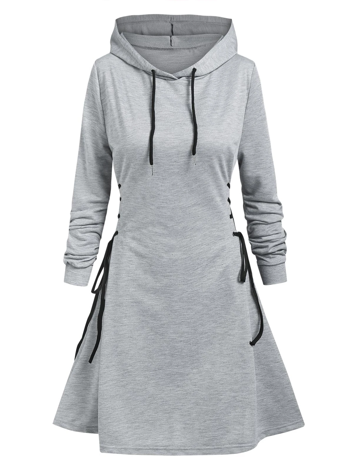 Proximity Wstring-Mini robe à capuche décontractée pour femme, manches longues, robe de soirée d'automne