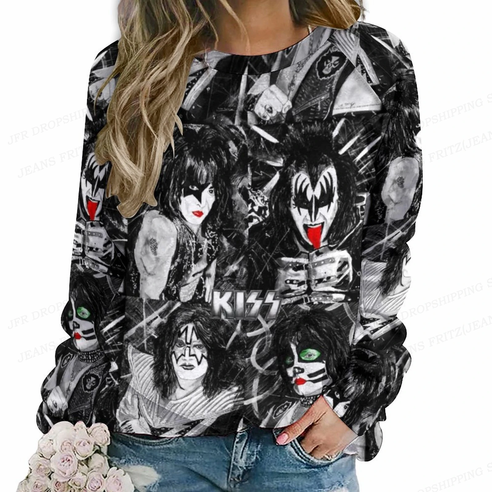 

Kiss Band Hoodie Women Fashon Hoodies Crewneck Sweats Letter Print Hoody Y2k Clothing Autumn Moletom Music Sweatshirt Sportwear