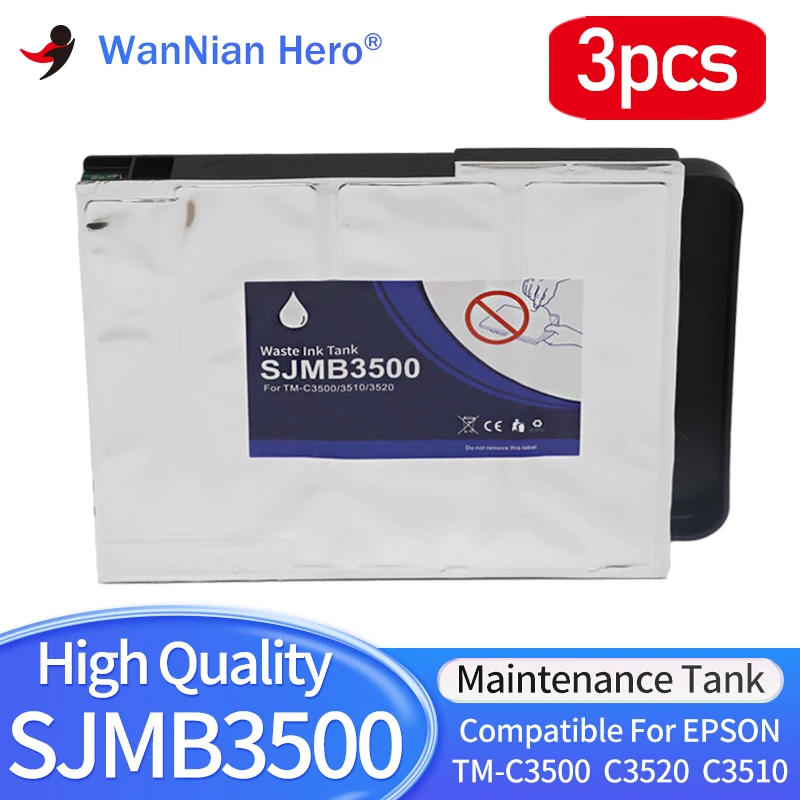 

3pcs SJMB3500 Waste ink tank With Chip Compatible for Epson TM-C3500 C3510 C3520 Color Label Printer Ink Maintenance Box Tank