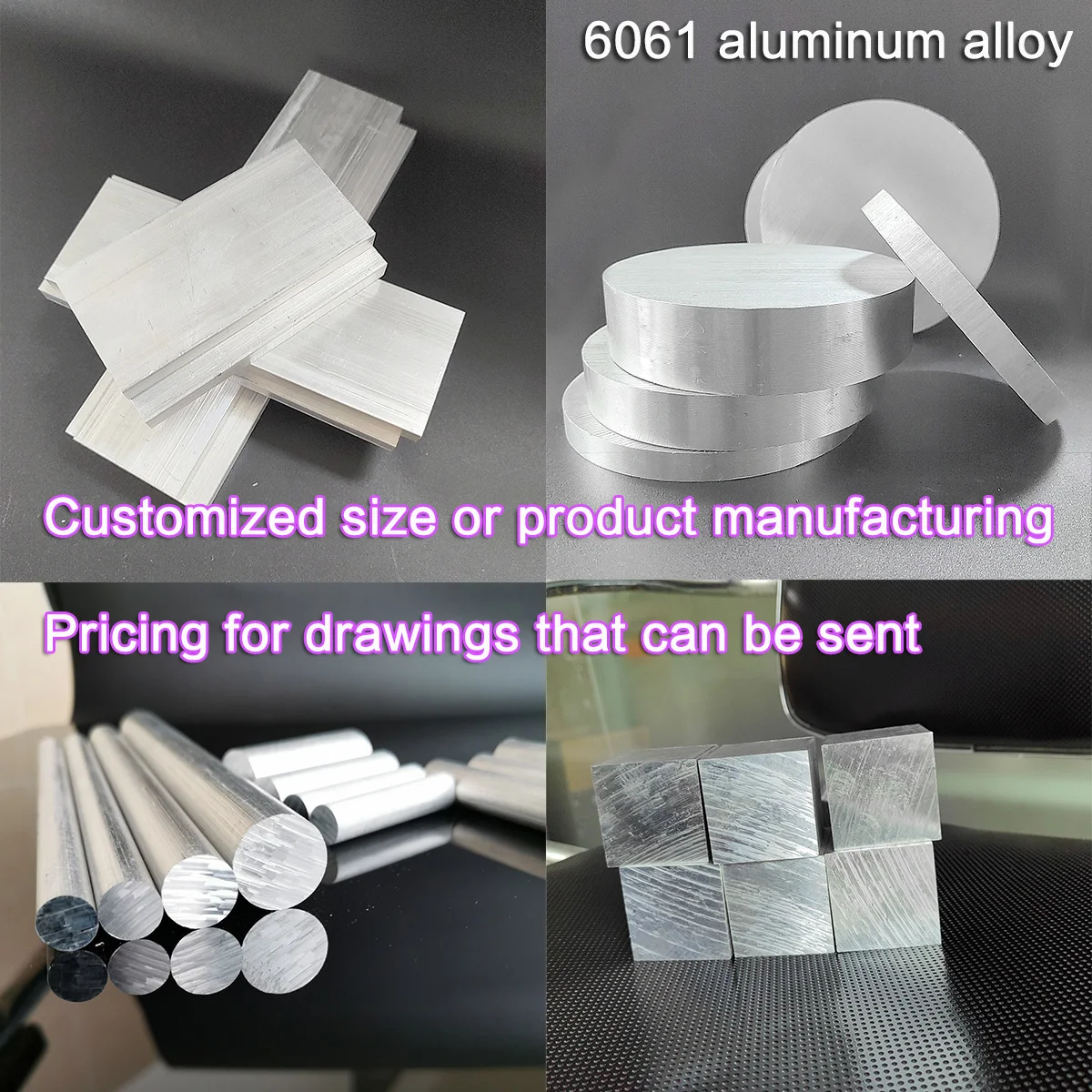 6061High quality aluminum alloy sheet, thickness: 10mm, width: 20-100mm, length: 100-300mm, widely used for your selection