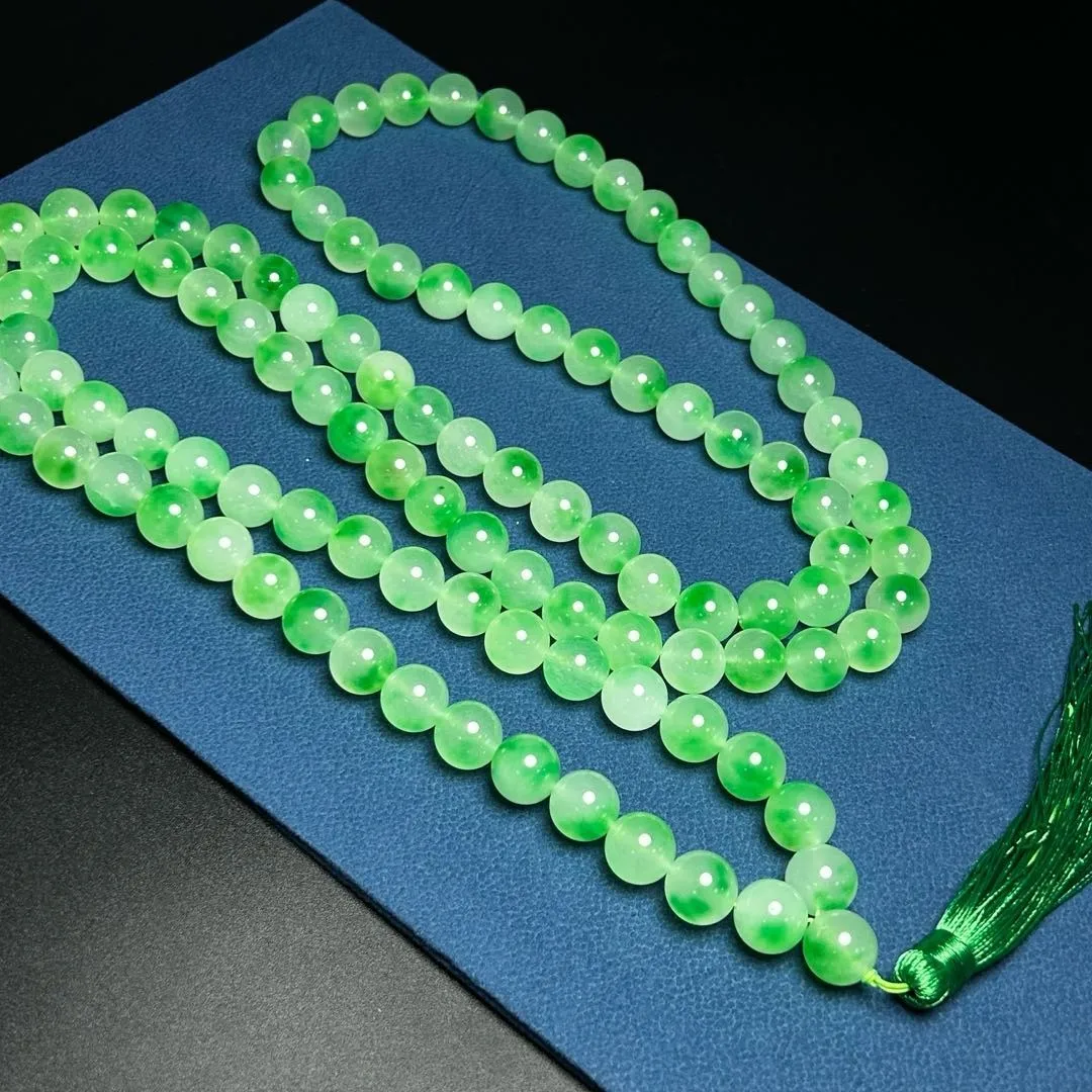 AAA Real Natural ice Burmese jade Jadeite 108 Beads Necklaces Pendants