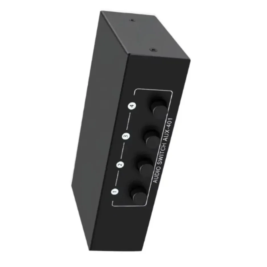 4-Way 3.5mm Audio Input Selector Switch Box Stereo Sound Splitter For Game Console Laptop Headset Speaker Live Broadcast Use