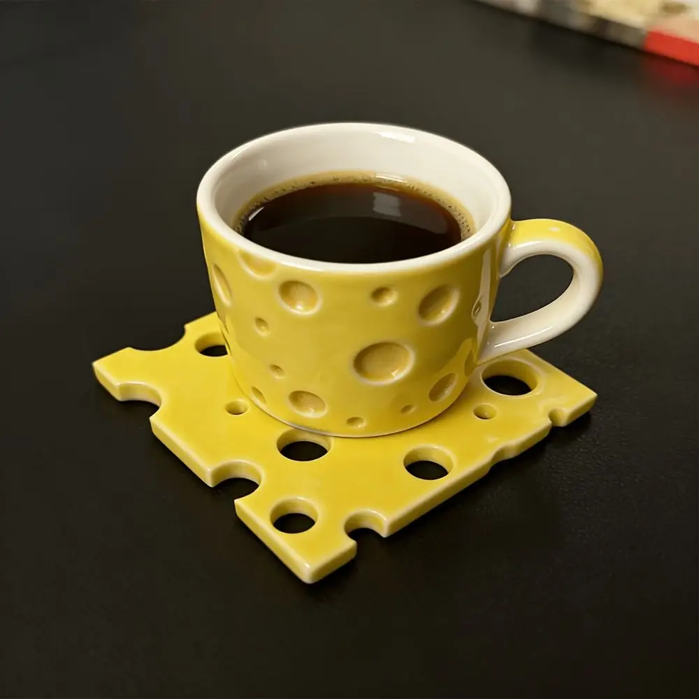 Ornaments Heat-Resistant Cheese Coasters Non-Slip 3D Printed Drink Coaster Desktop Decoration Washable Heatproof Pad Desktop