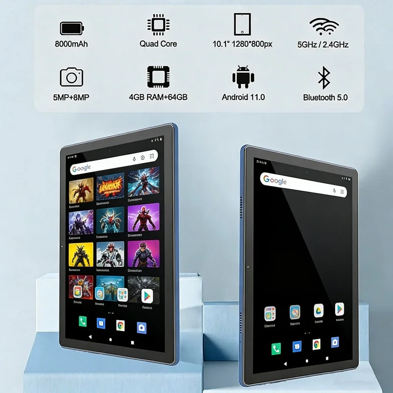 10.1 INCH 4GB RAM 64GB ROM A1 Android 11 Quad Core 64 Bit A133 WIFI Dual Camera 1280 X 800 Pixels Type-C MX2 Tablet PC