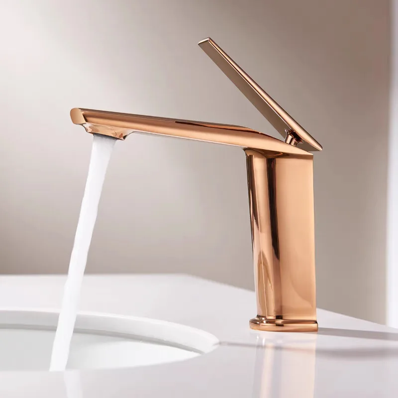 Rose Gold Bathroom Basin Faucet Hot Cold Single Lever Brass Sink Mixer Brush Gold Washroom Tap New Arrival High Quality