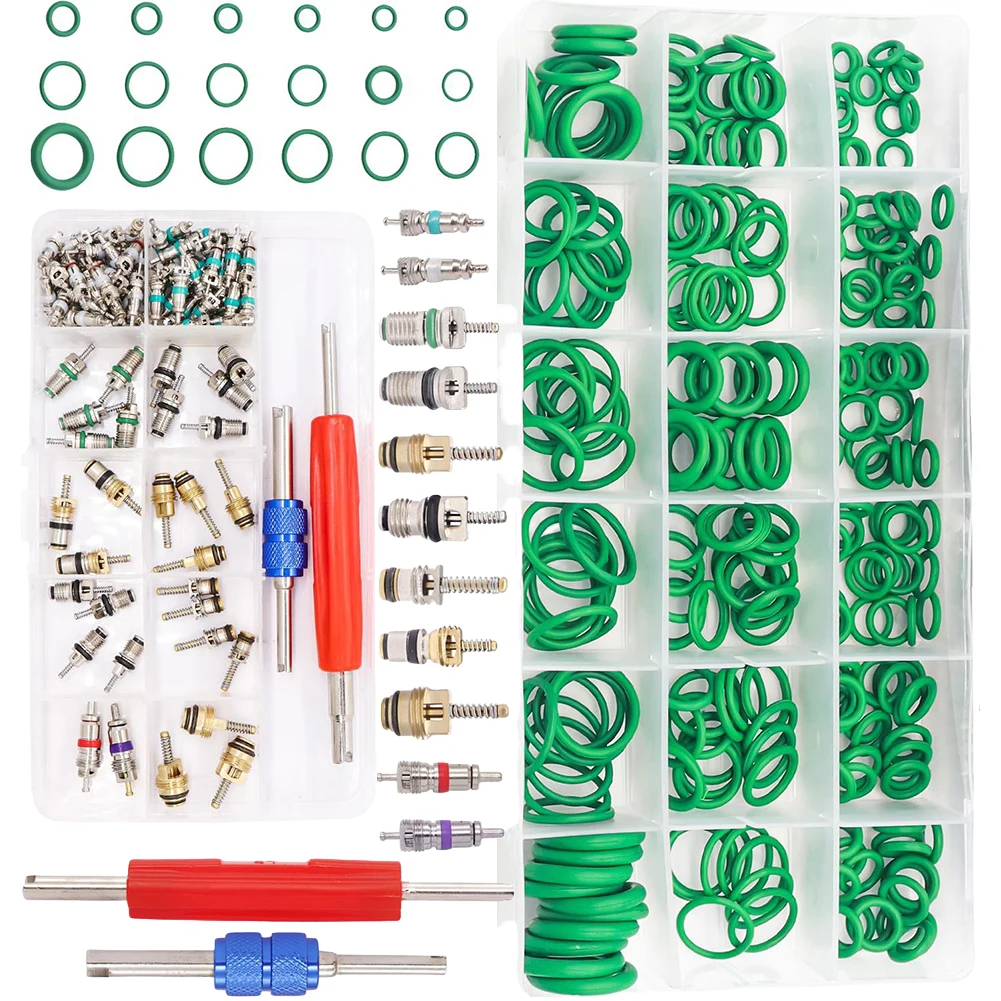 372PCS Car Air Conditioner Valve Core Box For R12 R134a AC Repair Kit With Storage Case For Jetta Vehicle Cooling Parts