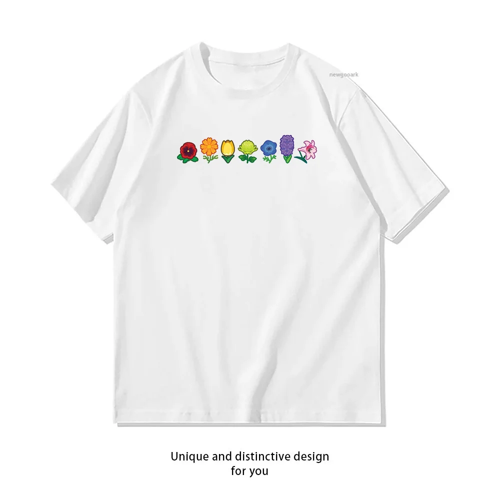 Rainbow Flower Power homosexual t-shirt woman man Summer fashion Casual cotton printed t shirts O-neck Short-sleev Creative tee