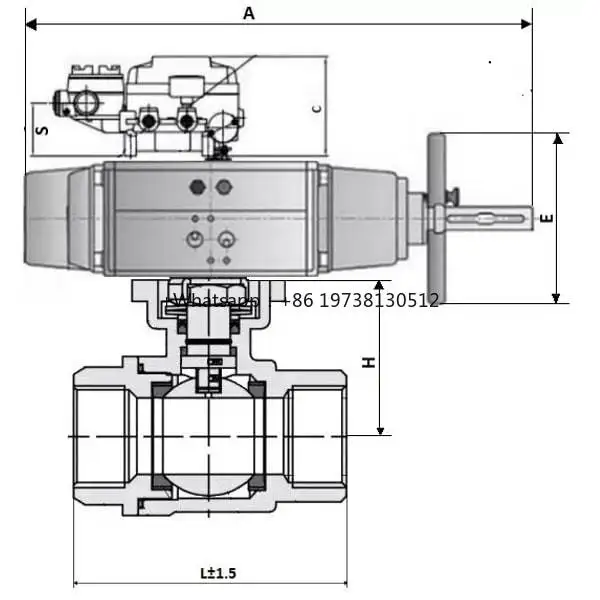 Stainless steel AISI 316 Actuator DNOVA BV3232P(2pc)-FP-T-ISO-H DN80-100 16 bar, full bore coup BV3232P 2pc -FP-T-ISO-H DN80-100